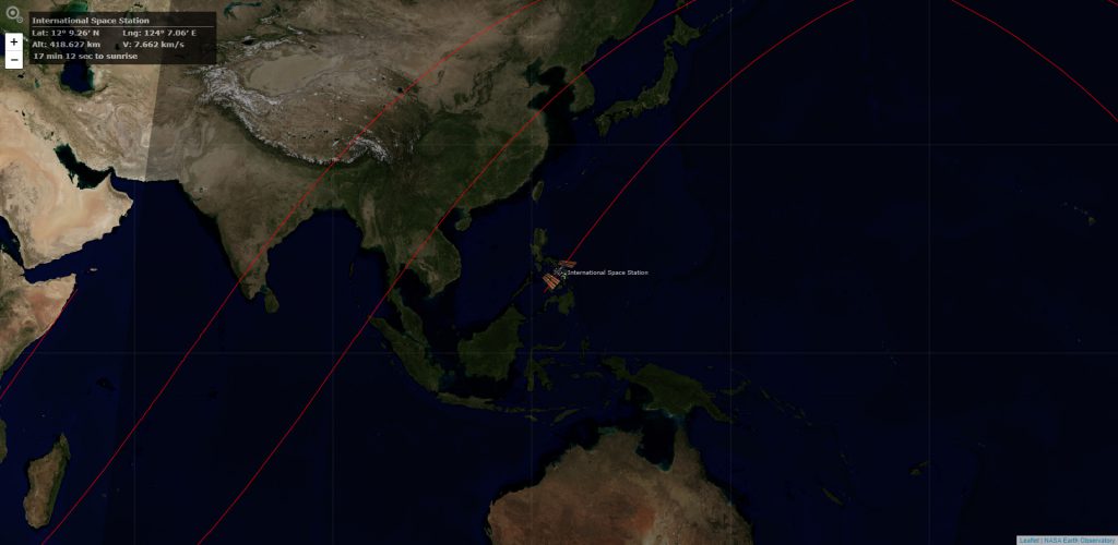 OrbTrack ISSの現在位置 (2020.09.05 23:04)